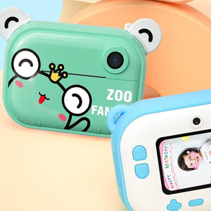 Kids instant print camera with cute animal design and dual-function for instant photo prints and digital captures