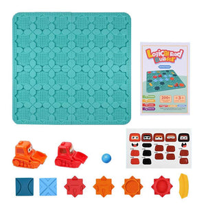 Build-A-Path Logic Puzzle with challenge cards and wind-up bulldozer for kids STEM play