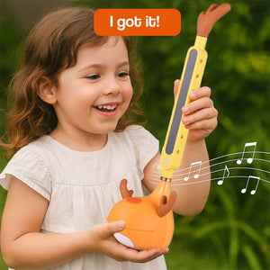 Easy-to-use adorable elk-shaped guitar for kids with touch-sensitive neck and vibrato mouth squeeze features
