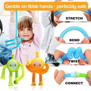 Colorful BendyBuddy Stick-Anywhere Fidget Toys with bendable limbs and suction cups for creative play