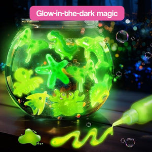 Children playing with colorful squishy Magic Gel sea creature crafts kit