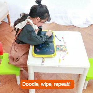 MagicWipe reusable mess-free drawing book with colorful pens and cleaning wipes for kids' creative learning and endless reuse