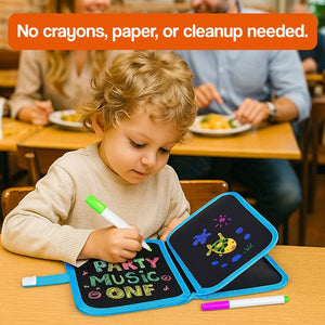 Reusable Mess-Free Drawing Book with colorful pens and cleaning wipes for kids' creative learning