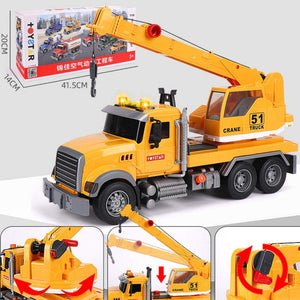 Oversized timber transport toy truck with crane, lights, and music for children aged 4-6