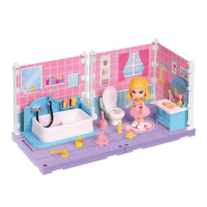 Child's simulation furniture play set with bedroom, bathroom, kitchen, and study pieces for imaginative play