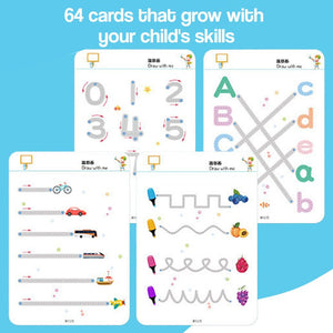 TraceMaster toddler writing reusable cards with dry-erase markers for pre-writing skill development