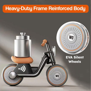 Tiny Biker Anti-Tip Light and Sound Motorcycle with heavy-duty frame and EVA silent wheels for kids ages 1-6