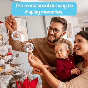 3D holographic Video Memory Ball glowing on a stand displaying floating family memories