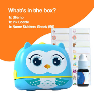 TinyStamper customized name stamp for kids' belongings with waterproof ink and refillable design