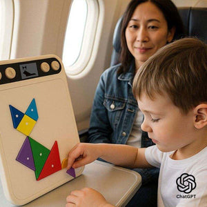 AI powered STEM puzzle board with magnetic pieces and interactive display for kids ages 3-9