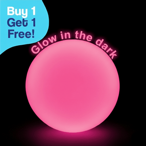 Giant Jelly Balloon Ball glowing pink inflatable toy for kids, buy one get one free offer, glow in the dark outdoor play ball.