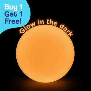 Giant Jelly Balloon Ball glowing orange in dark with buy 1 get 1 free promotion