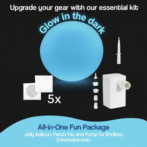 Giant Jelly Balloon Ball kit with inflatable patch kit and pump glowing in the dark for outdoor play and parties