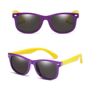 Colorful kids polarized sunglasses with flexible rubber frame for UV protection