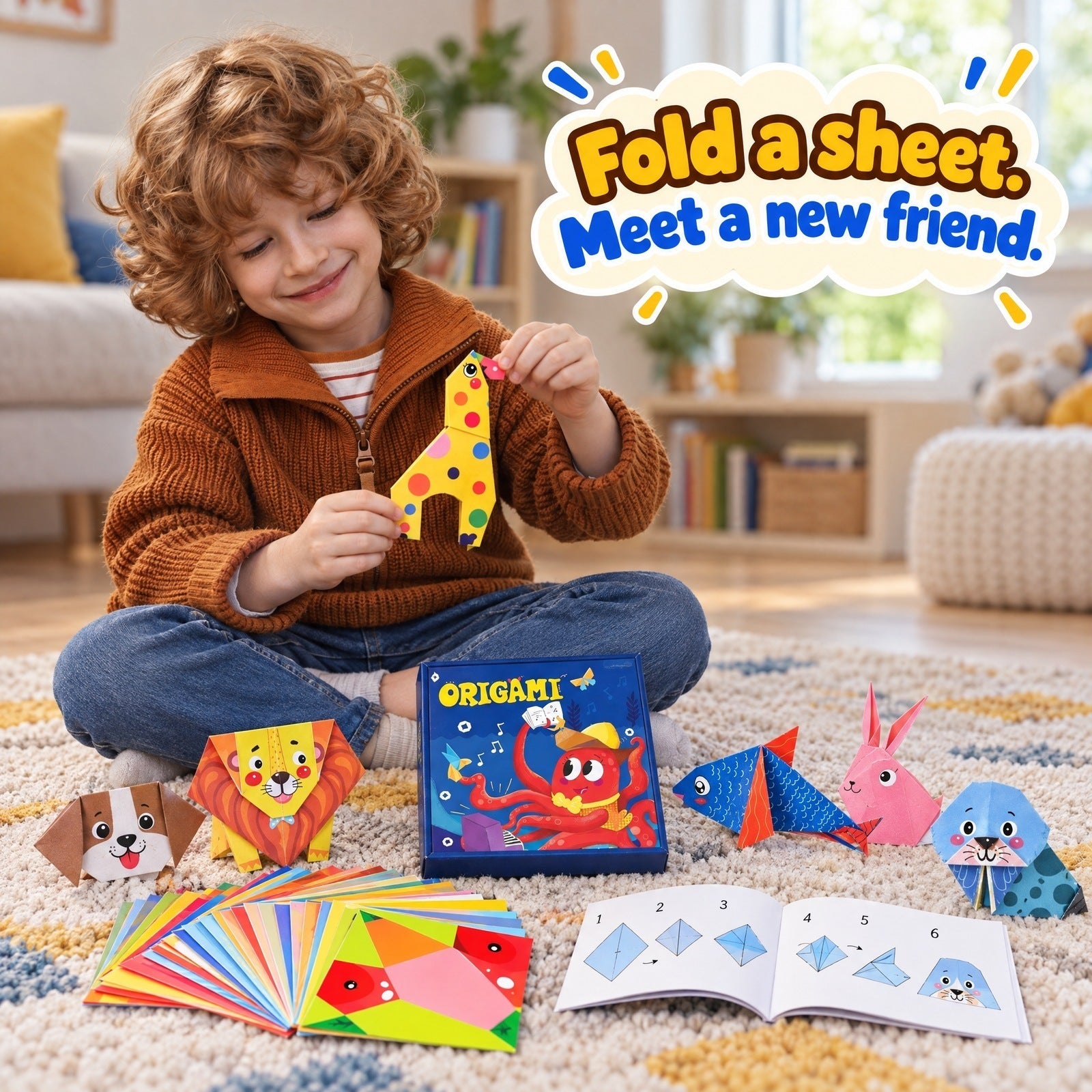 3D Origami Paper Craft Kit with Illustrated Instruction Book