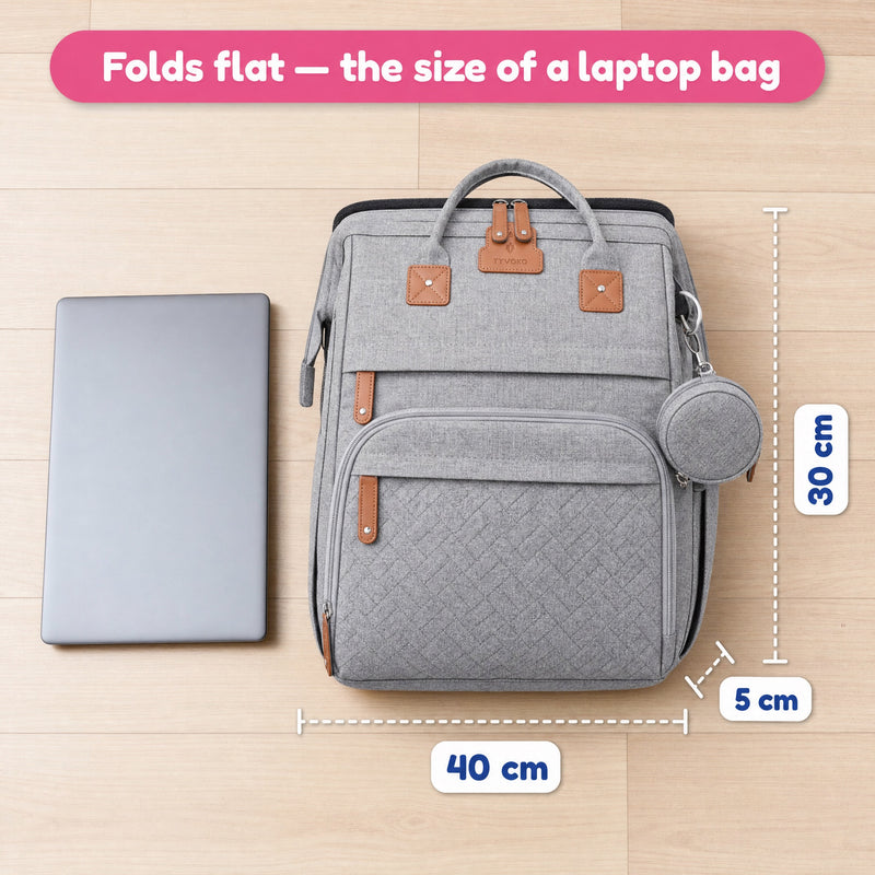 2-in-1 Baby Travel Bed & Diaper Bag Backpack