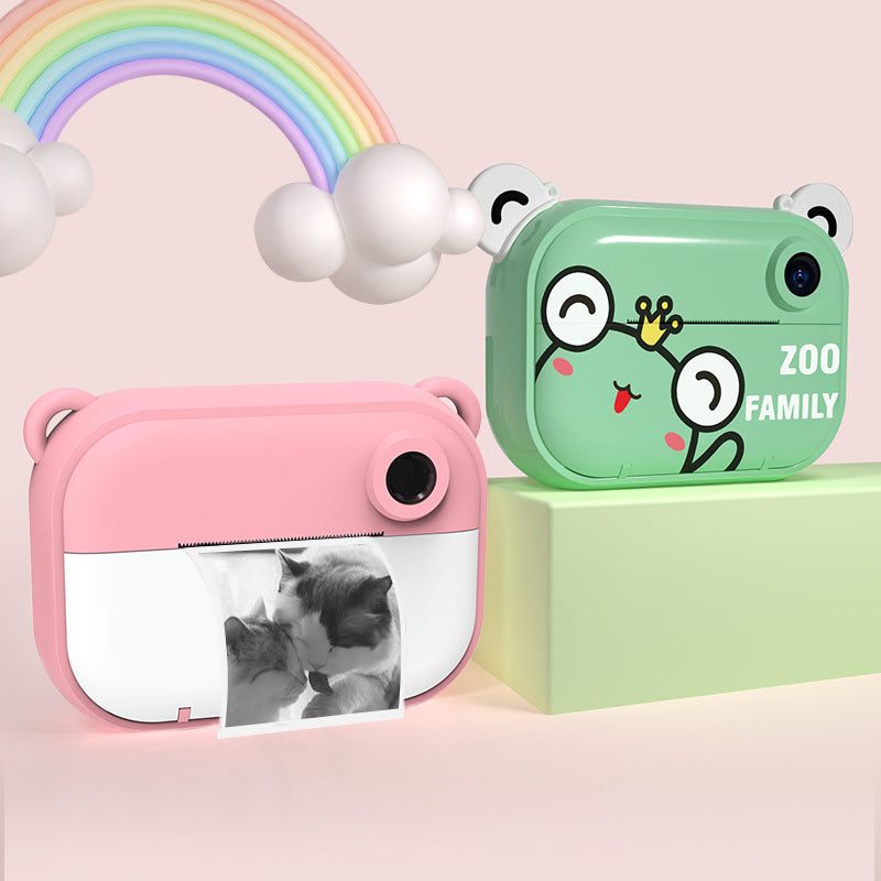 Kid Instant Print Camera kids digital and instant photo printer with cute animal design and black and white thermal print capability