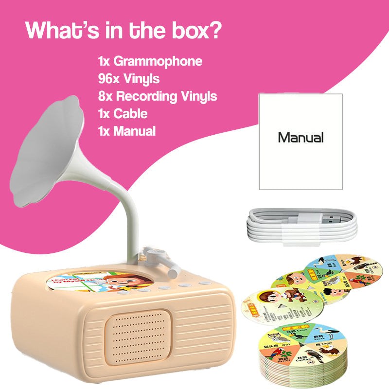 Smart Mini Phonograph with 96 Vinyls + Bluetooth