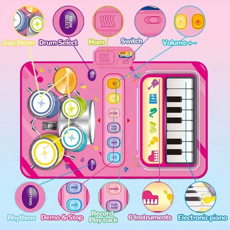 Interactive Music Maestro Non-Slip Play Mat Set with Drumsticks