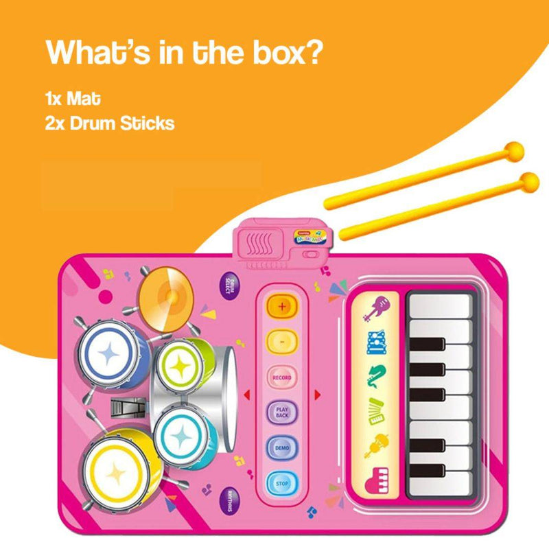 Interactive Music Maestro Non-Slip Play Mat Set with Drumsticks