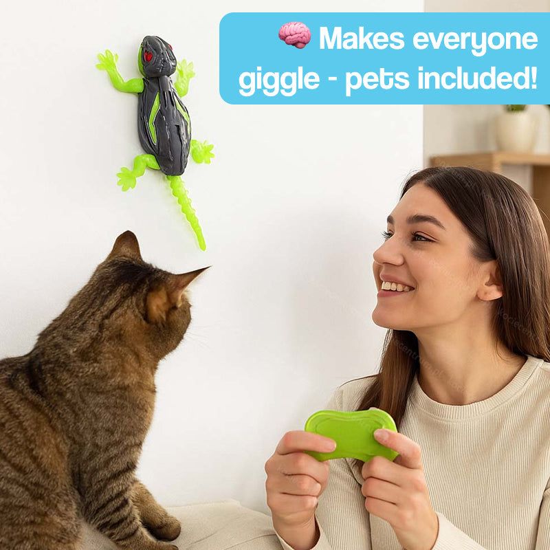 RC Robo-Lizard climbing robotic gecko toy on wall indoors