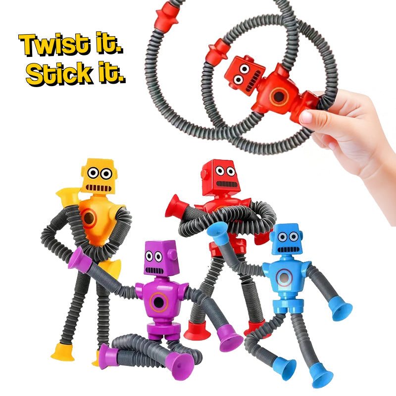 BendyBuddy Stick-Anywhere Fidget Toys colorful bendable robot figures with suction cups for kids' creative play and sensory focus