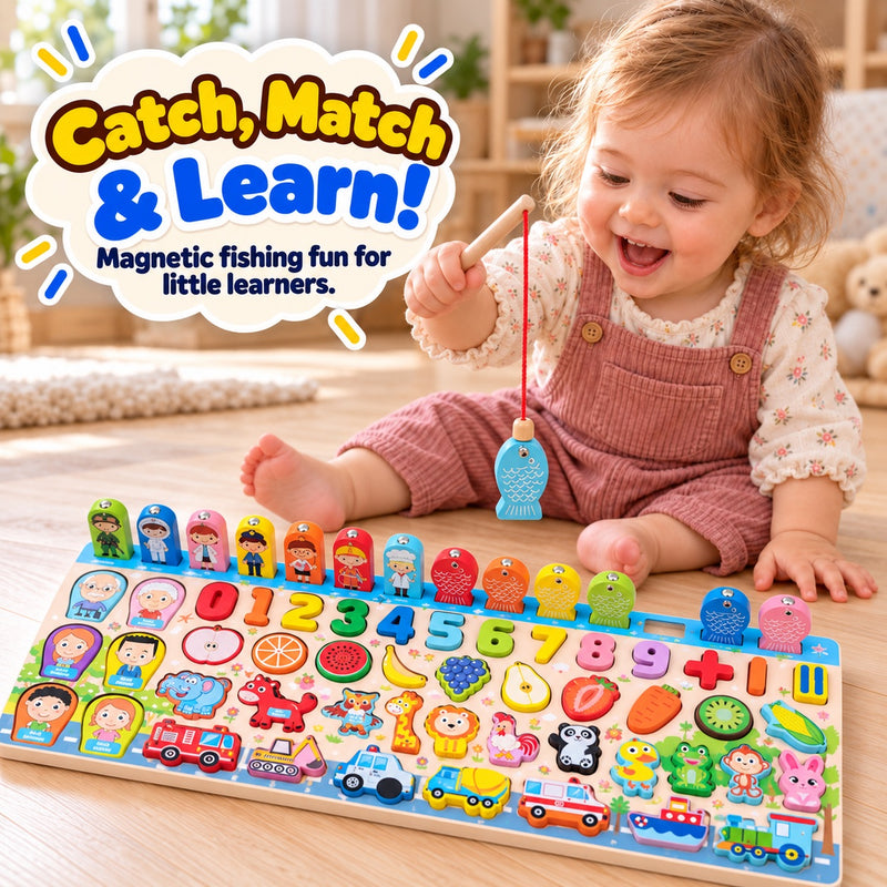 Montessori Letters and Numbers Fishing Board