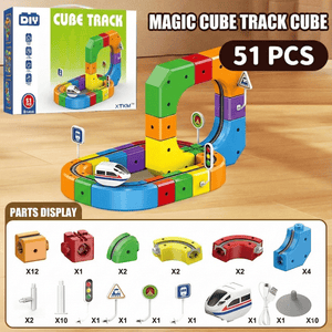 Magnetic building blocks electric track car toy with 51 pieces for creative hands-on play