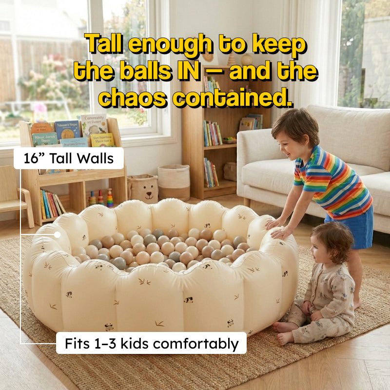 Pop-Up Ball Pit with 100 balls, tall walls, safe for toddlers, doubles as indoor ball pit and outdoor splash pool
