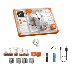 STEM circuit puzzle board with light-up astronaut, fan, and projector for kids ages 3+