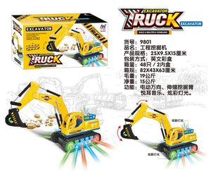 Electric Transparent Gear Excavator Toy with Sound and Light Effects