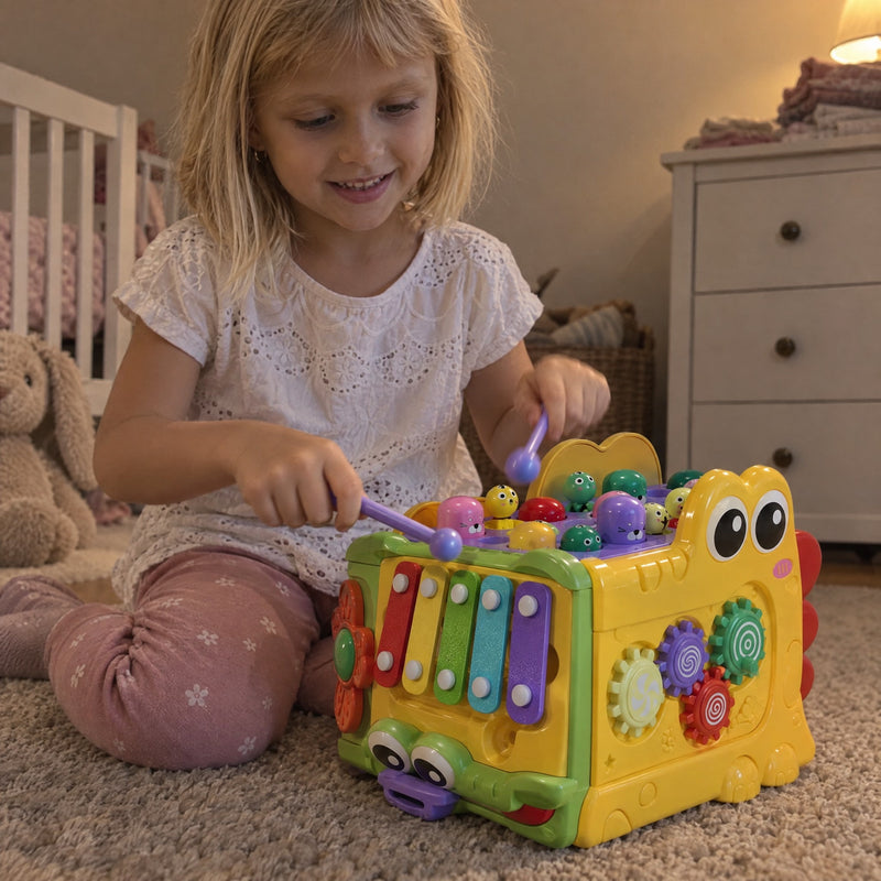 Whack-a-Mole Activity Cube with Xylophone