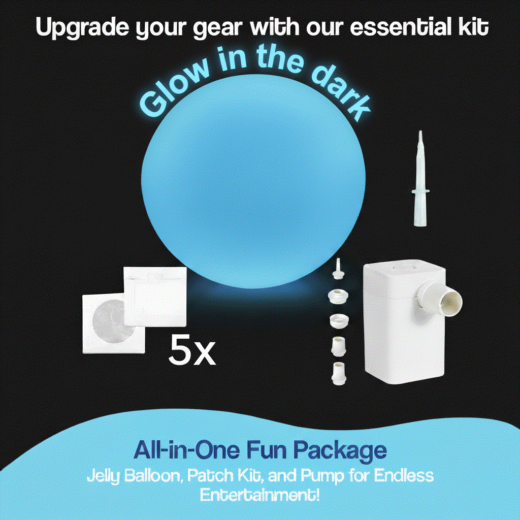 Giant Jelly Balloon Ball kit with inflatable patch kit and pump glowing in the dark for outdoor play and parties