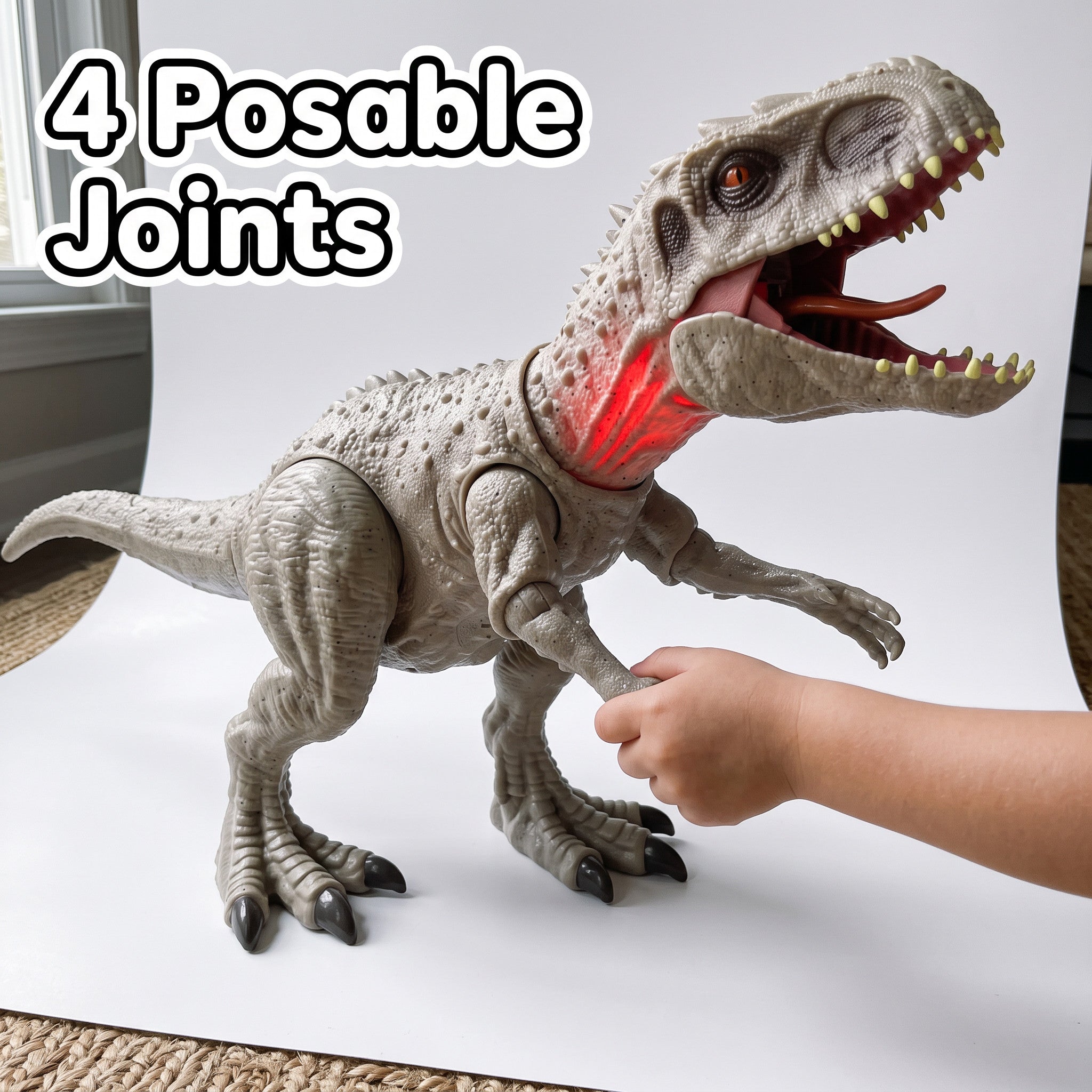 Posable T-Rex Dinosaur Figure with Roar Sound & Light