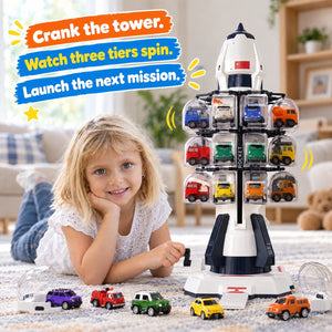 Space Rocket Parking Garage with Die-Cast Cars