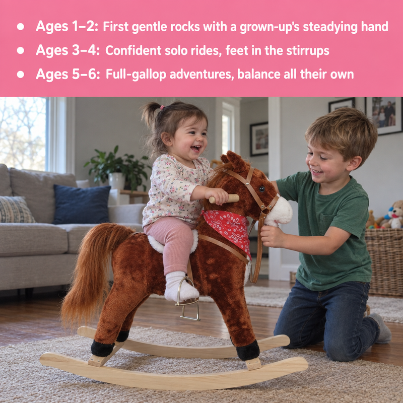 Plush Rocking Pony with Solid Wood Rockers