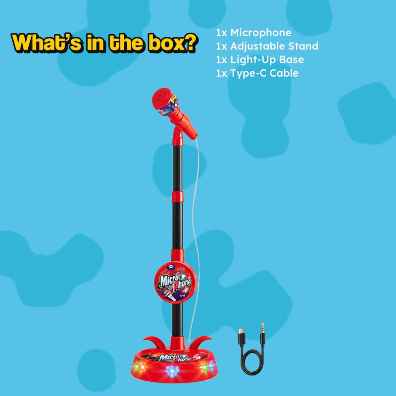 Kids Light-Up Karaoke Microphone with Adjustable Stand