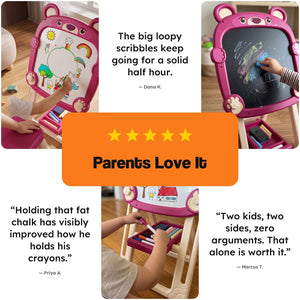 Foldable Double-Sided Kids Art Easel with Stool